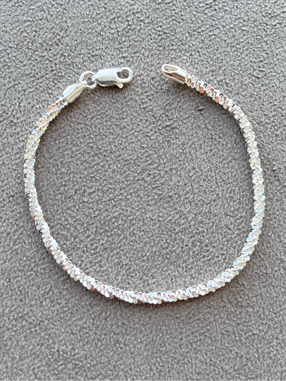 White Gold Filled Twisted Rock Bracelet 6.75”